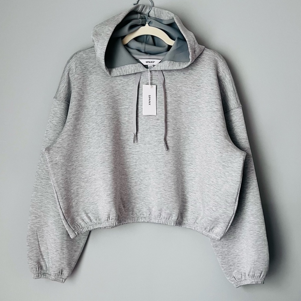SPANX AirEssentials® Cropped Hoodie | Lit Grey Heather | Size Large